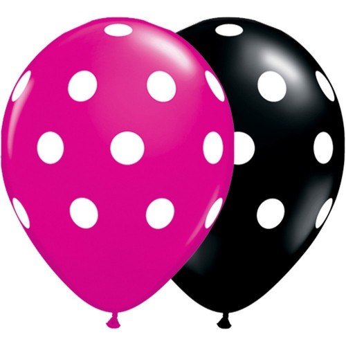 $D 25 GLOBOS 11" TOPOS NEGRO/FUCSIA