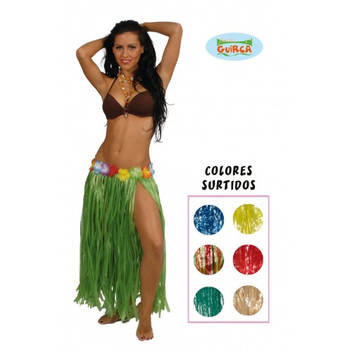 $D FALDA HAWAIANA RAFIA FLOR SUR.COL 7