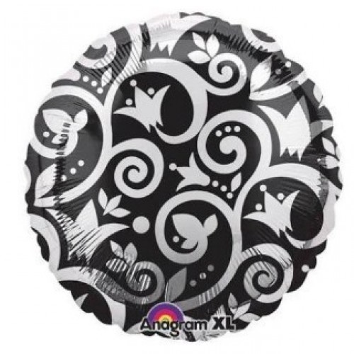 GLOBO 18" FOIL NEGRO RAMA VID PLATA