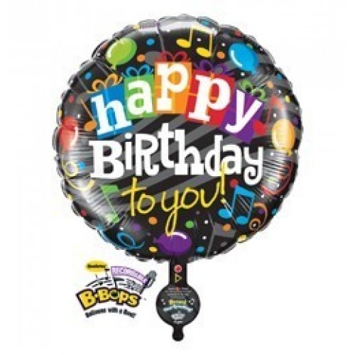 $D GLOBO REDONDO H.BIRTHDAY GRABADOR NEG