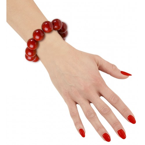   PULSERA BOLAS GRANDES  AÑOS 70 ROJA