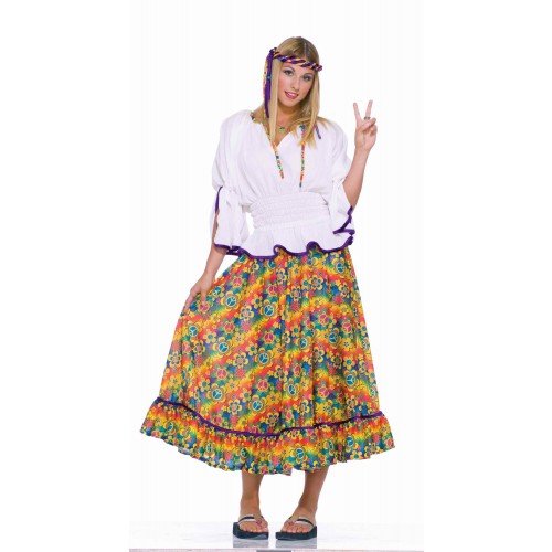  DISFRAZ CHICA HIPPIE FALDA AÑOS 60