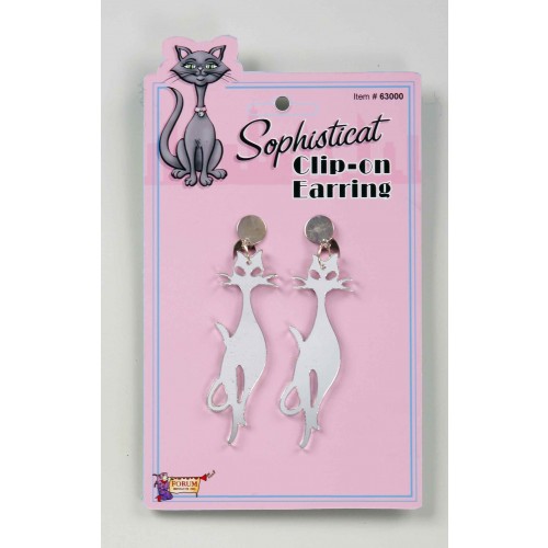   PAR PENDIENTES GATITA PLATA
