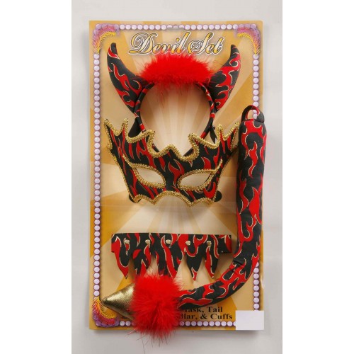 SET 5PIEZA DIABLESA LUJO ROJO ADULTO
