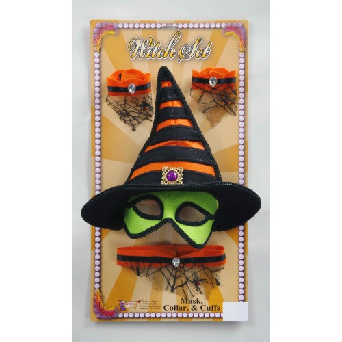 SET 4PIEZA BRUJA LUJO NARANJA ADULTO