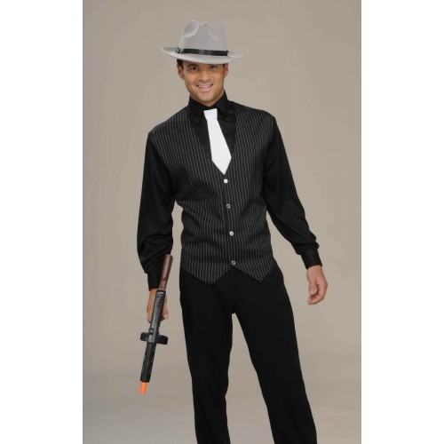 -CAMISA CHALECO CORBATA BLANCA GANSTER