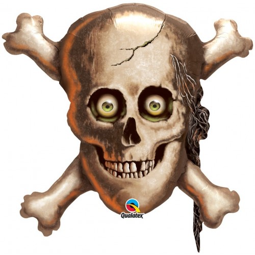 $D GLOBO 32" FOIL FORMA CALAVERA PIRATA
