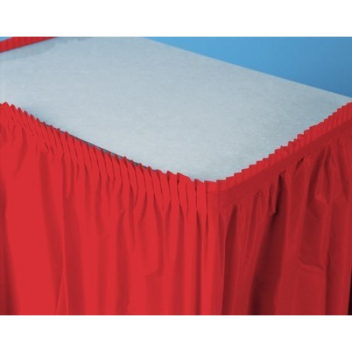   FALDA MESA PLASTICO ROJA 426X73CM
