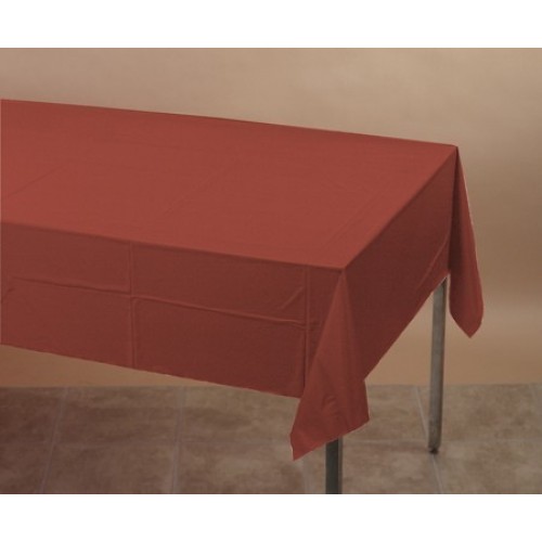   MANTEL PLASTIC ROJO TEJA 137X274CMS
