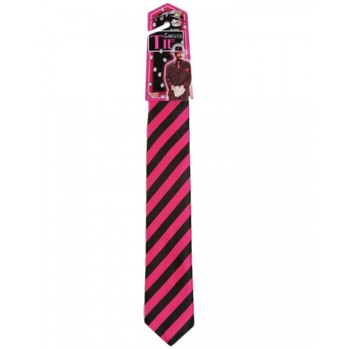 CORBATA RASO RAYA NEGRO FUCSIA GANSTER