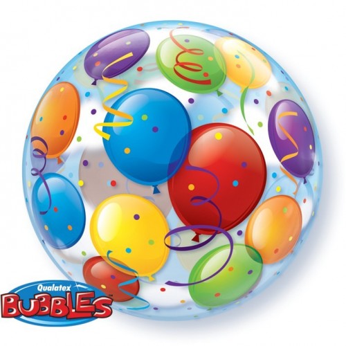 $D GLOBO 22" BURBUJA CUMPLEAÑO MULTICOLO
