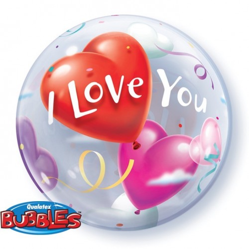 $D GLOBO 22" BURBUJA ILOVEYOU SAN VALENT