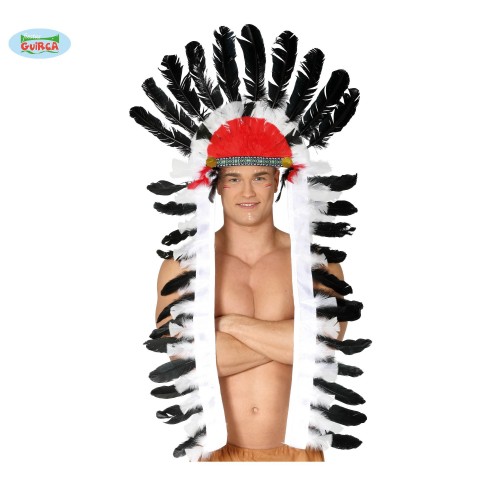 PENACHO ADULTO INDIO PLUMAS NEGRA