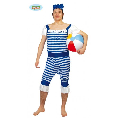 $D DISFRAZ BAÑISTA RAYA AZUL ADULTO