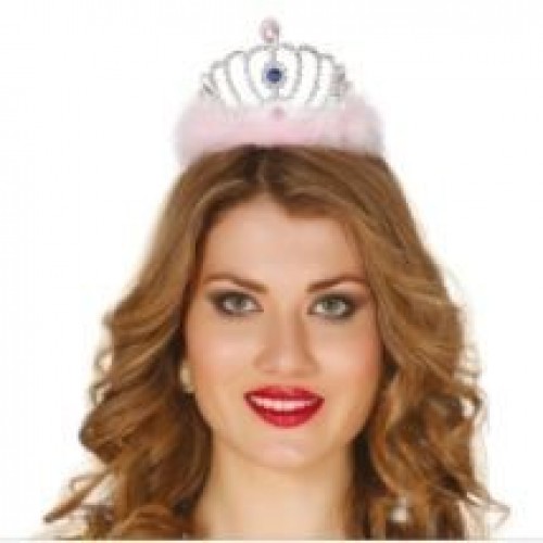 TIARA CON MARABU ROSA