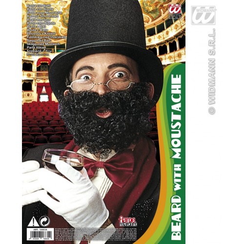BARBA CON BIGOTE RIZADA NEGRA