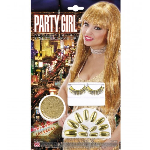  $D SET MAQUILLAJE PESTAÑA UÑA ORO