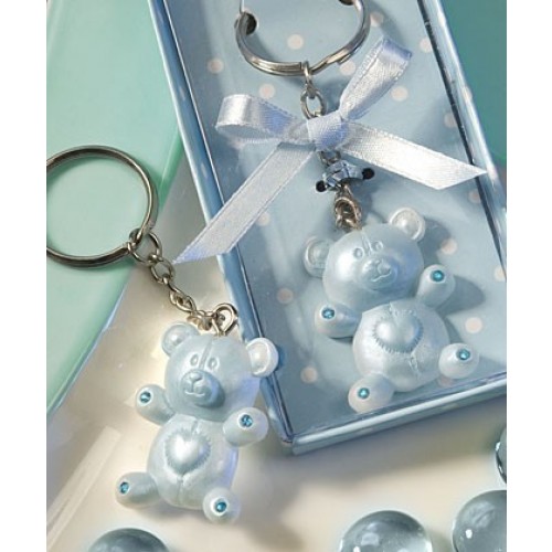 REGALO BAUTIZO LLAVERO OSO CELESTE