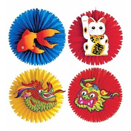 ABANICO PAPEL DECORACION ORIENTAL 50CM