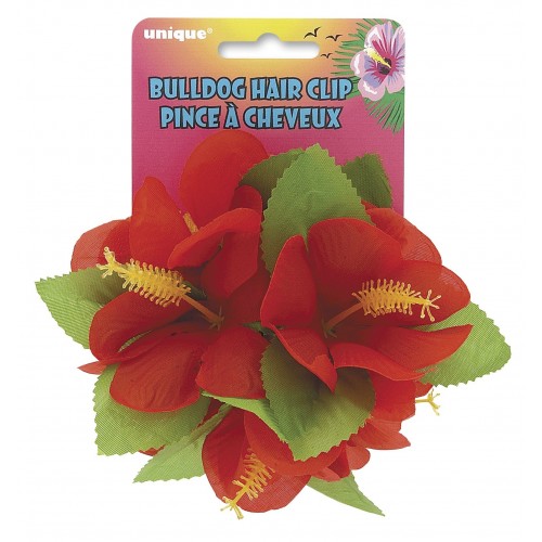 PINZA FLOR HIBISCUS HAWAIANA ROJA