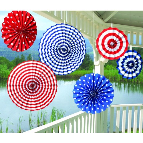 PAQ.6/U ABANICOS FAROL ROJO/AZUL/BLANCO