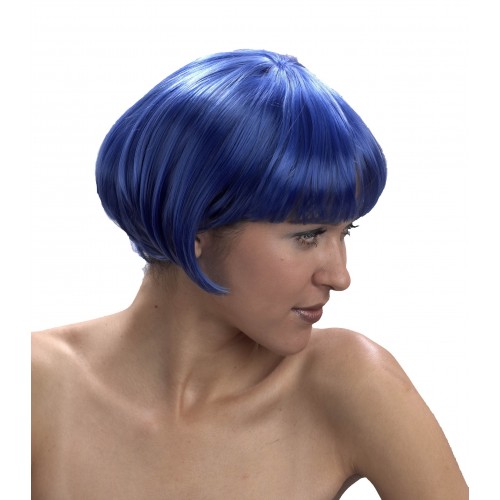 PELUCA LISA CORTA AZUL CON FLECO