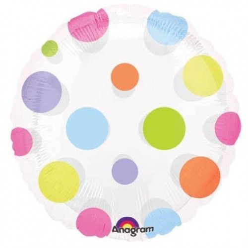 GLOBO 18" REDONDO TRANS TOPOS MULTICOLOR
