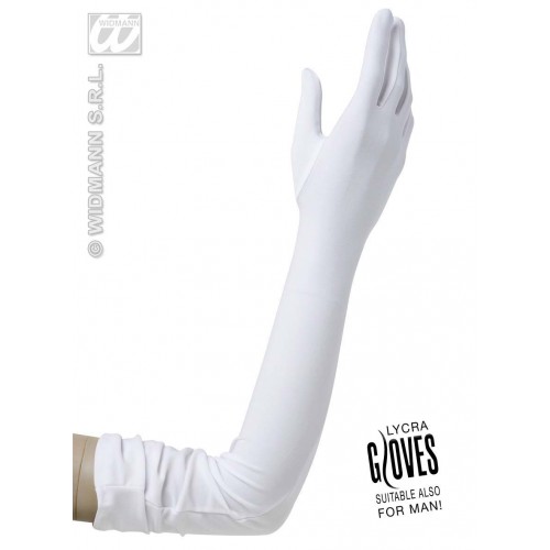   PAR GUANTES LYCRA LARGO BLANCO 60CM