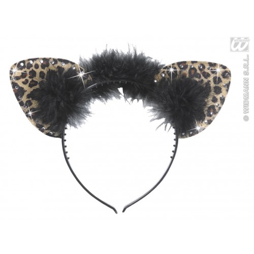 DIADEMA OREJA LEOPARDO MARRON STRASS