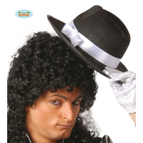 SOMBRERO NEGRO CINTA BLANCA
