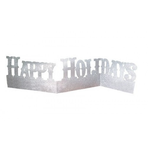 CENTRO MESA HAPPY HOLIDAYS GLITTER PLATA