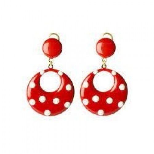 PENDIENTES PEQ SEVILLANA ROJO LUNARES BL