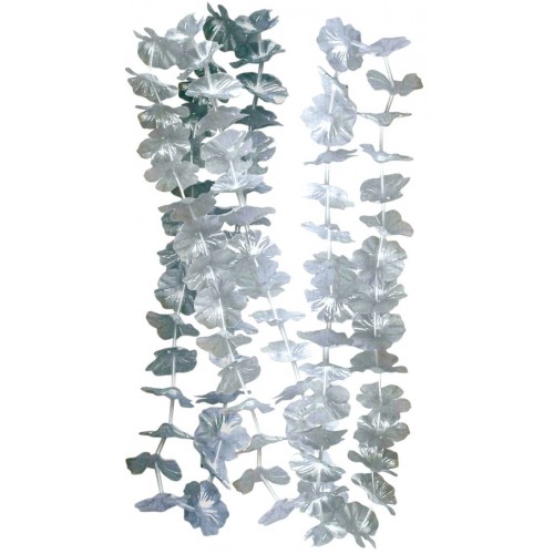   COLLAR PLASTICO FLOR PLATA