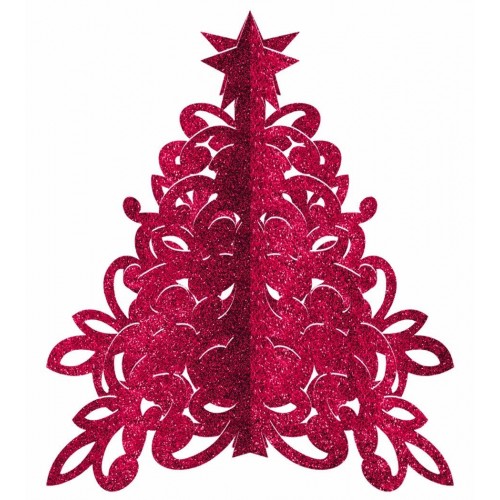 KIT DECORACION MESA ARBOL GLITTER ROJO