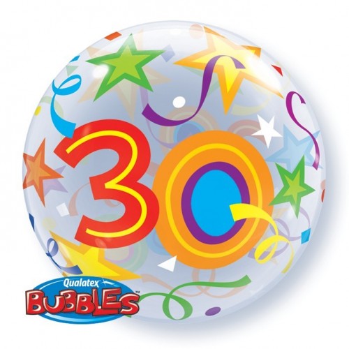 $D GLOBO 22" BURBUJA N30 ESTRELLA CONFI