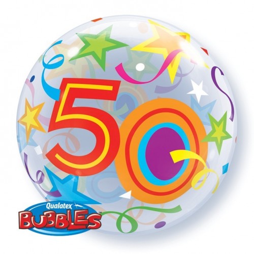 $D GLOBO 22" BURBUJA N50 ESTRELLA CONFE