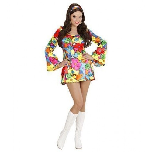 $D  DISFRAZ T-S CHICA HIPPIE FLOWER POW