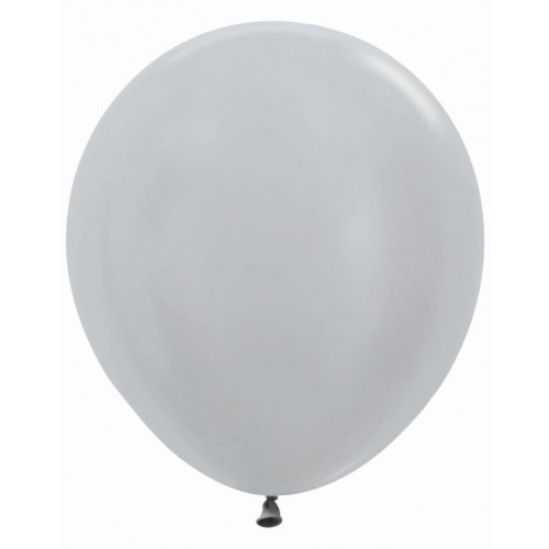   6 GLOBOS R18" LATEX SATIN PLATA