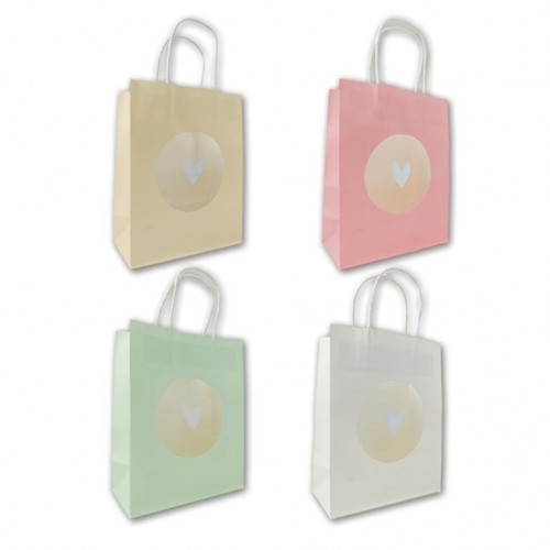 BOLSA PAPEL CORAZON PLATA SURT 18X23CM