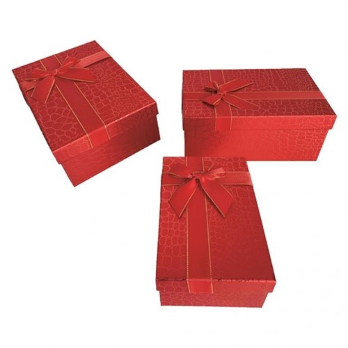 CAJA RECTANGULAR ROJO LAZO 14X21X8CM