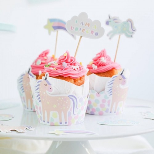   KIT 6 CUPCAKE  6 PINCHOS UNICORNIO