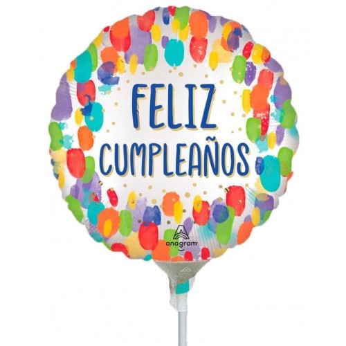 GLOBO 9" PALO FOIL PUNTOS CUMPLEAÑOS