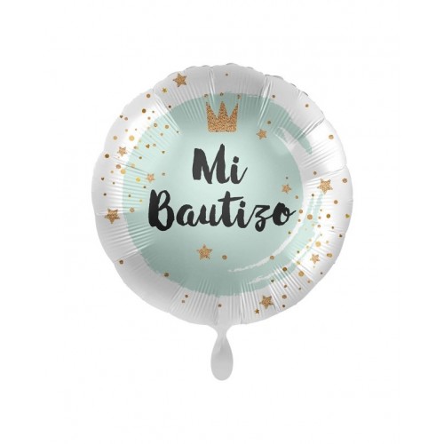 GLOBO 17" FOIL MI BAUTIZO CORONA VERDE
