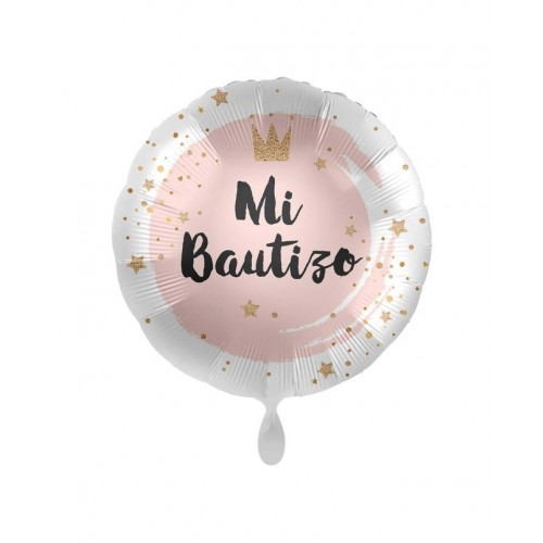 GLOBO 17" FOIL MI BAUTIZO CORONA ROSA
