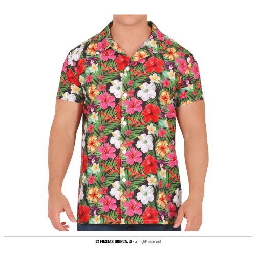 CAMISA T-M HAWAII FLORES ROJA/FUCSIA