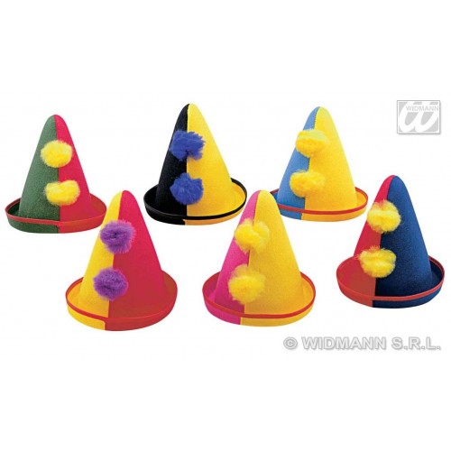 SOMBRERO CONO POMPON PAYASO COL.SURT