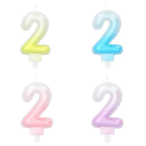 VELA FORMA N2 TONOS PASTELES 7CM