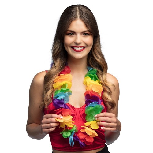 COLLAR FLOR HAWAIANA ARCO IRIS