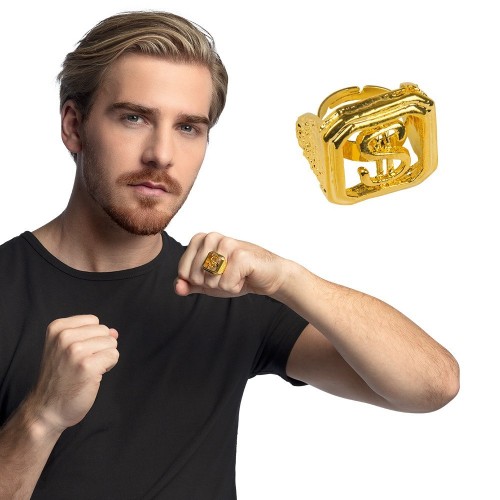   ANILLO SIMBOLO DOLAR METAL ORO