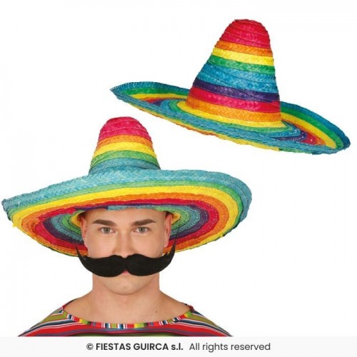 SOMBRERO MEXICANO PAJA MULTICOLOR 50CM